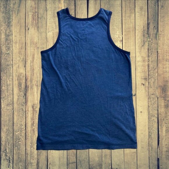 Coca Cola Navy Blue Yellow Gold Sun Palm Trees Tropical Tank Top‎ Men's Size S - Picture 2 of 6